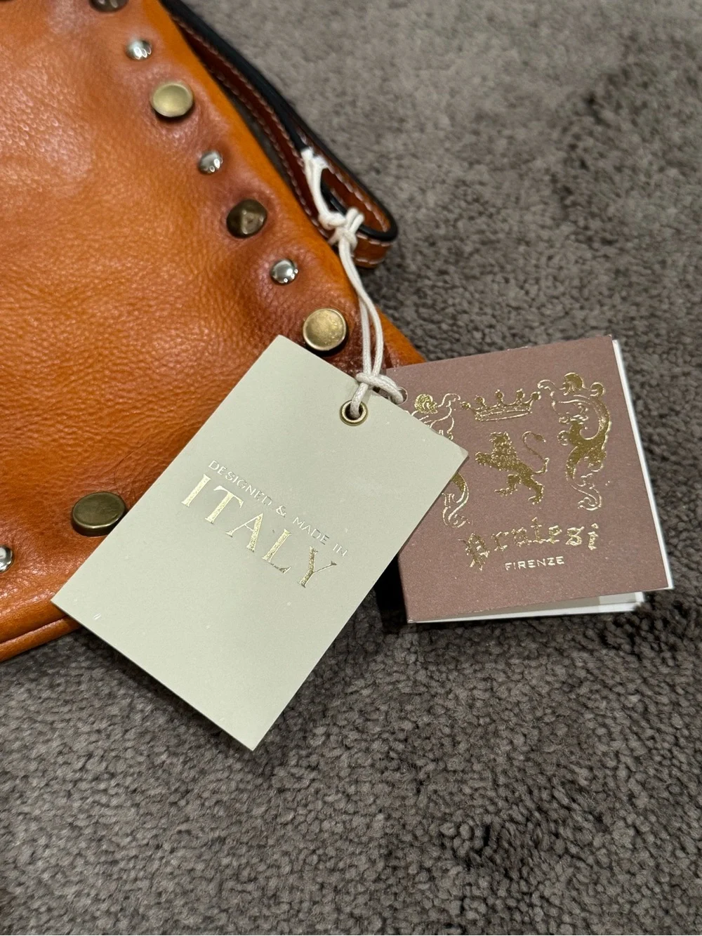 NWD Pratesi Firenze B456 Studded Genuine Leather Clutch Purse Bag